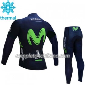 Completo Maglia Ciclismo + Calzamaglia 2017 Movistar Team Bambino N001 Winter Invernale
